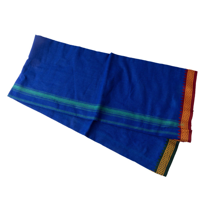 Veshti - 2 Mtrs | Cotton Vesti/ Thalapathi Border Dhoti/ Blue Colour Vesti for Men
