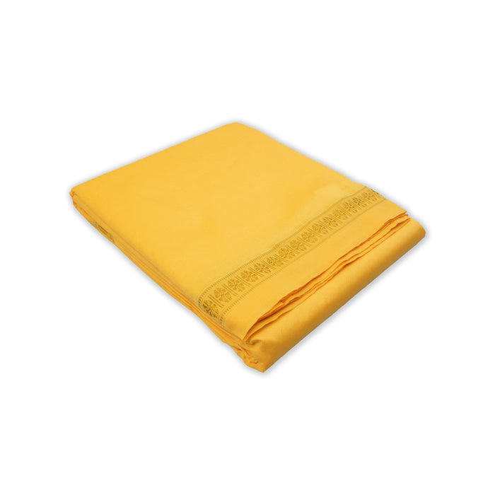Veshti with Angavastram - 4 x 2 Mtrs | Yellow Colour Veshti/ Silk Dhoti/ Rudraksha Border Vesti for Men