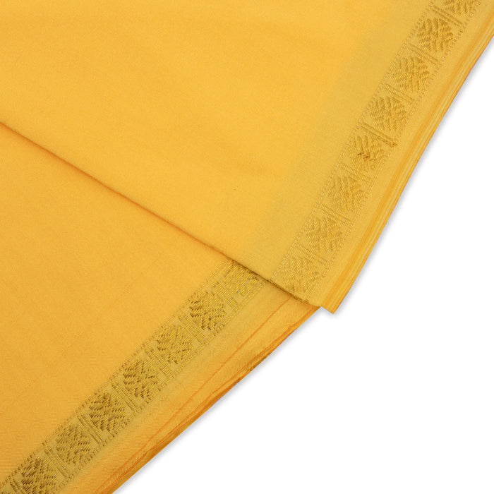 Veshti with Angavastram - 4 x 2 Mtrs | Yellow Colour Veshti/ Silk Dhoti/ Rudraksha Border Vesti for Men