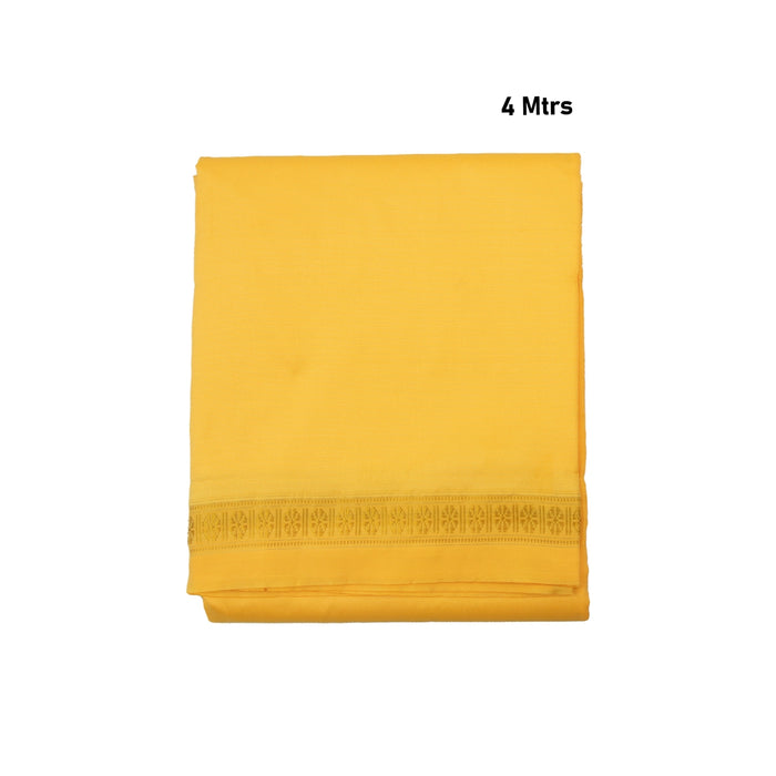 Veshti with Angavastram - 4 x 2 Mtrs | Yellow Colour Veshti/ Silk Dhoti/ Rudraksha Border Vesti for Men