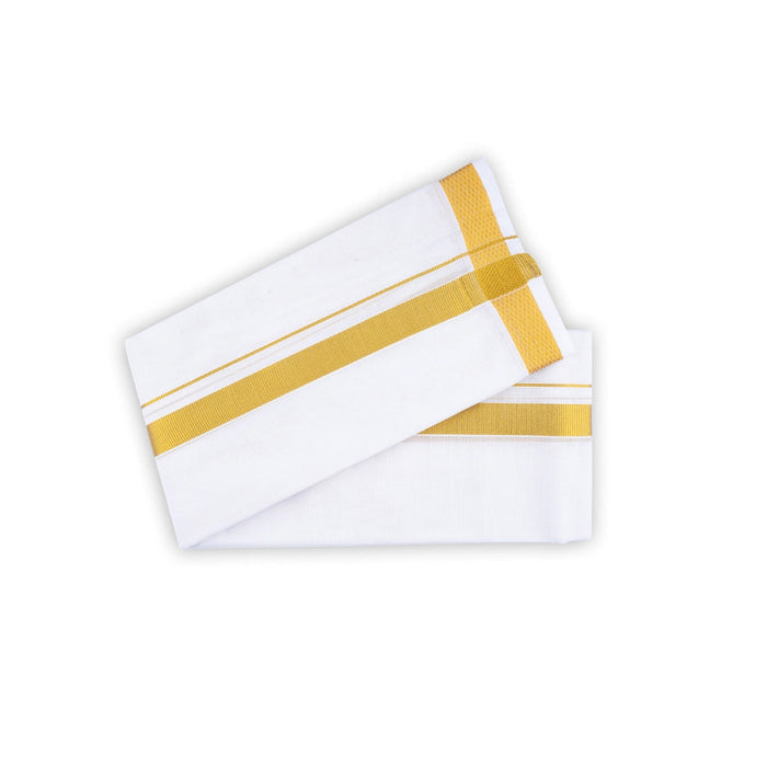 Angavastra - 4 Yards | Jari Border Towel/ Half White Kasavu Shawl for Men
