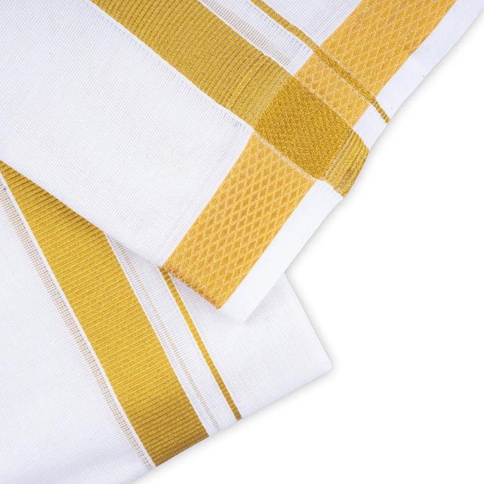 Angavastra - 4 Yards | Jari Border Towel/ Half White Kasavu Shawl for Men