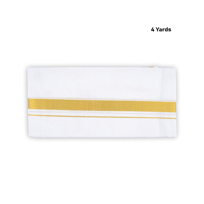 Angavastra - 4 Yards | Jari Border Towel/ Half White Kasavu Shawl for Men