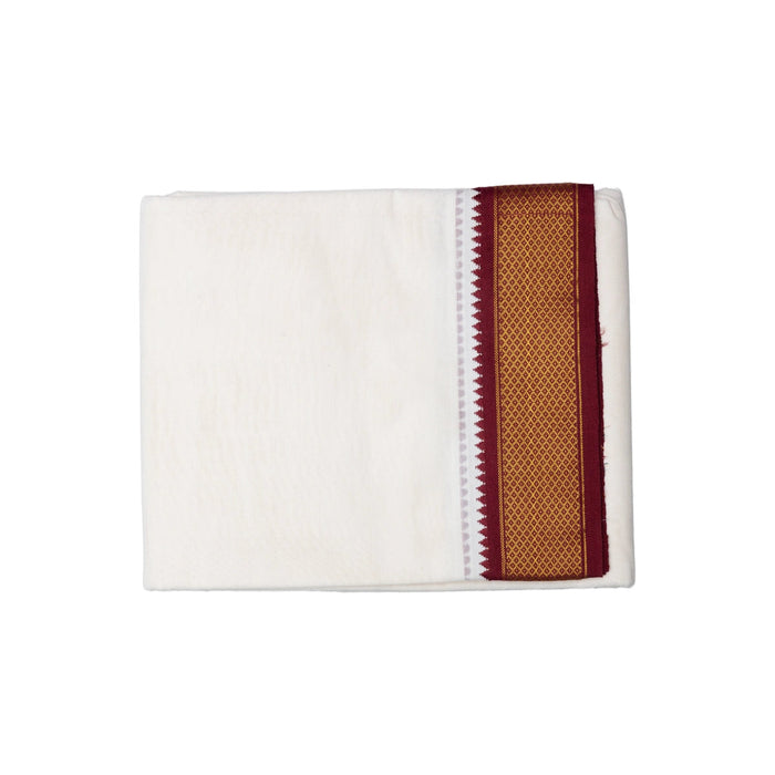 Veshti - 9 x 5 Yards | Half White Vesti/ 11 Kan Jari Border Dhoti for Men