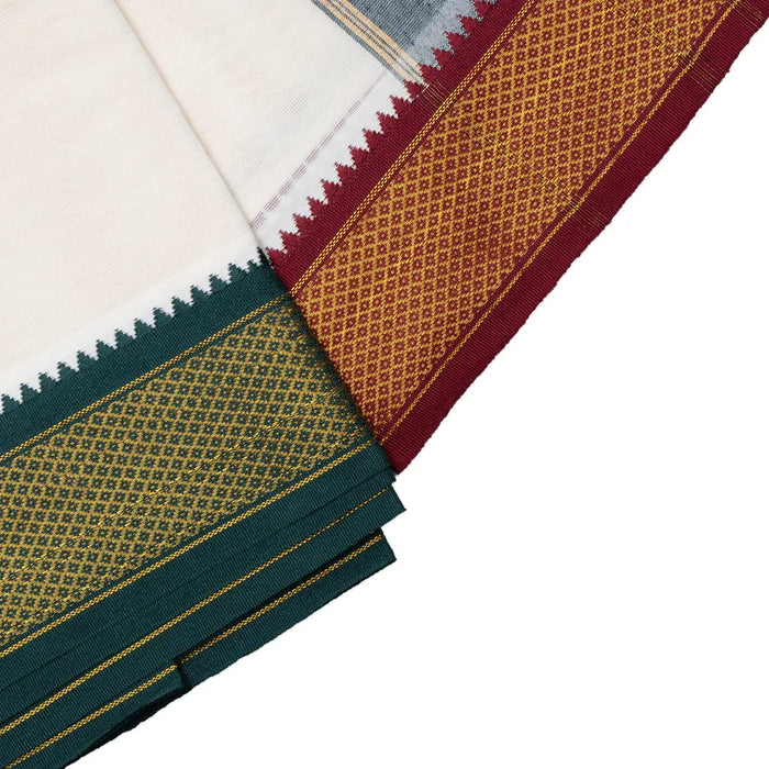 Veshti - 9 x 5 Yards | Half White Vesti/ 11 Kan Jari Border Dhoti for Men