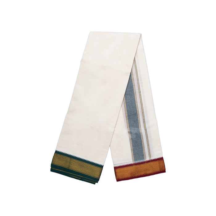 Veshti - 9 x 5 Yards | Half White Vesti/ 11 Kan Jari Border Dhoti for Men