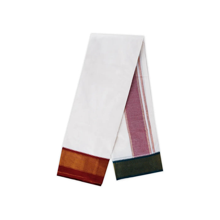 Veshti - 10 x 6 Yards | 16 Kan & Jari Border Design Vesti/ Half White Colour Dhoti for Men