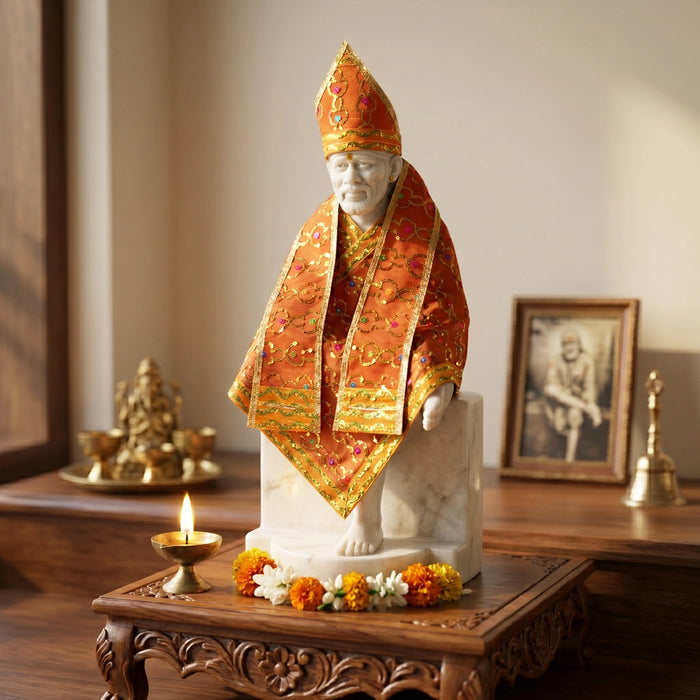 Sai Baba Dress Set - 9 Inches | Sai Vastra/ Sai Ram Poshak/ Sai Baba Clothes for God