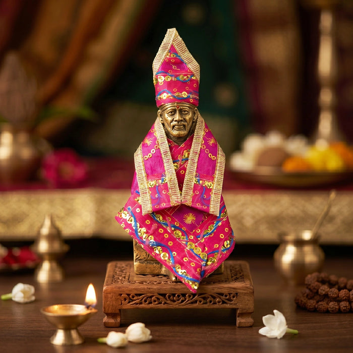 Sai Poshak Set - 2 Inches | Embroidery Design Sai Ram Vastra/ Sai Baba Clothes for Deity