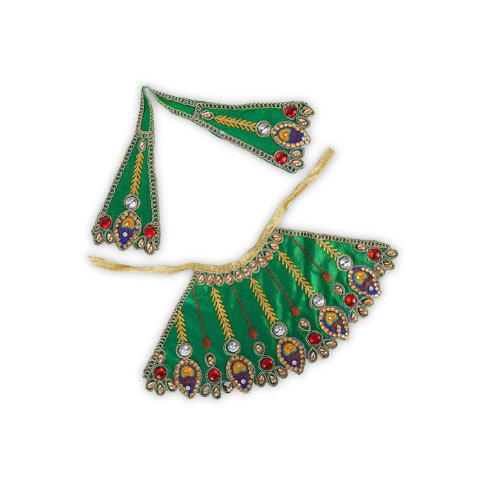 Devi Dress - 4 x 9 Inches | Embroidery Mata Rani Poshak/ Stone Work Devi Vastra for Deity/ Assorted Colour