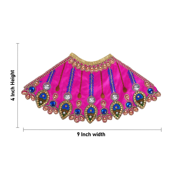 Devi Dress - 4 x 9 Inches | Embroidery Mata Rani Poshak/ Stone Work Devi Vastra for Deity/ Assorted Colour