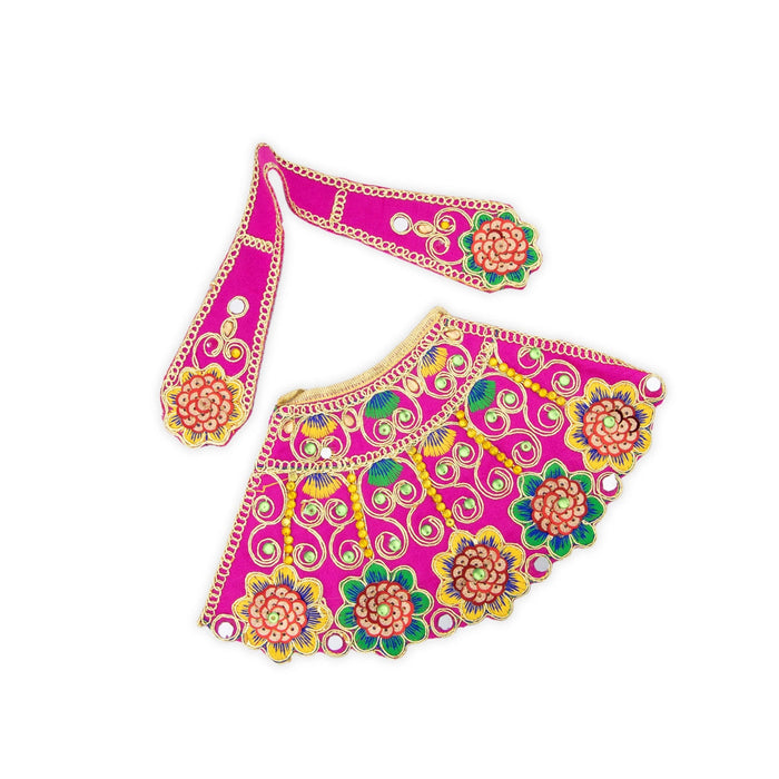 Devi Dress - 5 x 11 Inches | Mata Rani Poshak/Stone & Embroidery Design Devi Vastra for Deity/ Assorted Colour