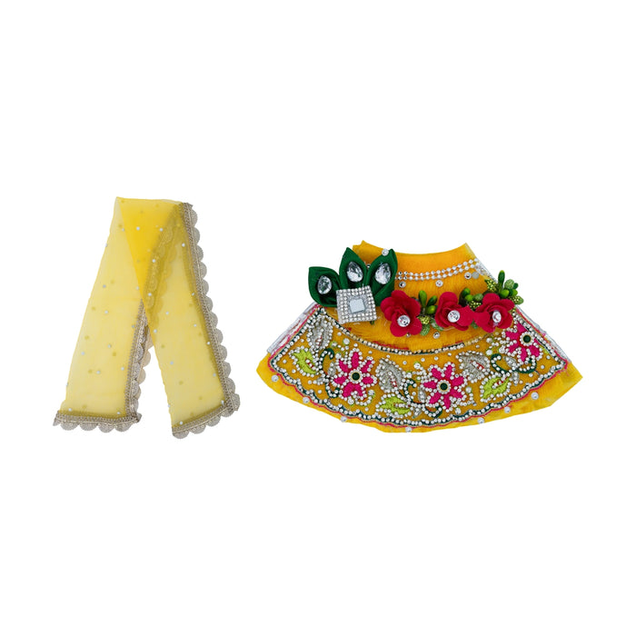 Lehenga Patka - 4 Inches | Devi Dress / Amman Pavadai / Stone Design Mata Poshak/ Devi Vastra for Deity