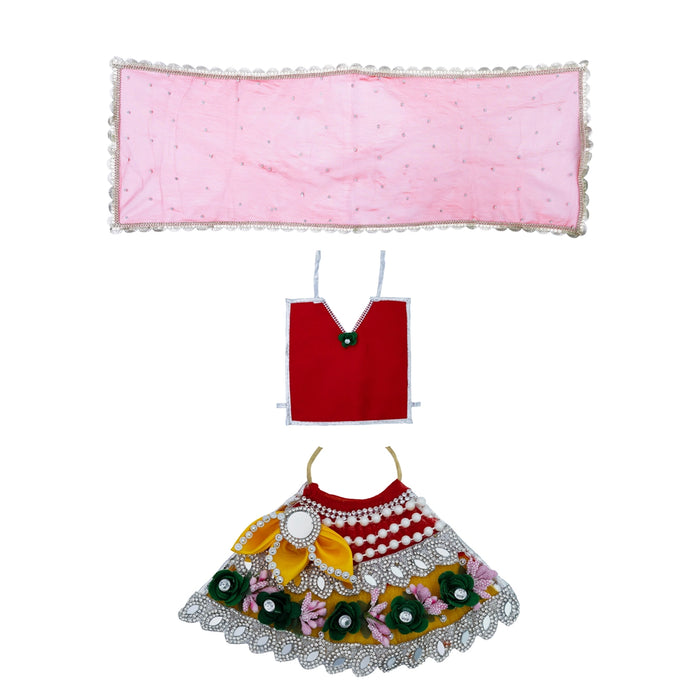 Lehenga Patka - 4 Inches | Devi Dress / Amman Pavadai / Stone Design Mata Poshak/ Devi Vastra for Deity