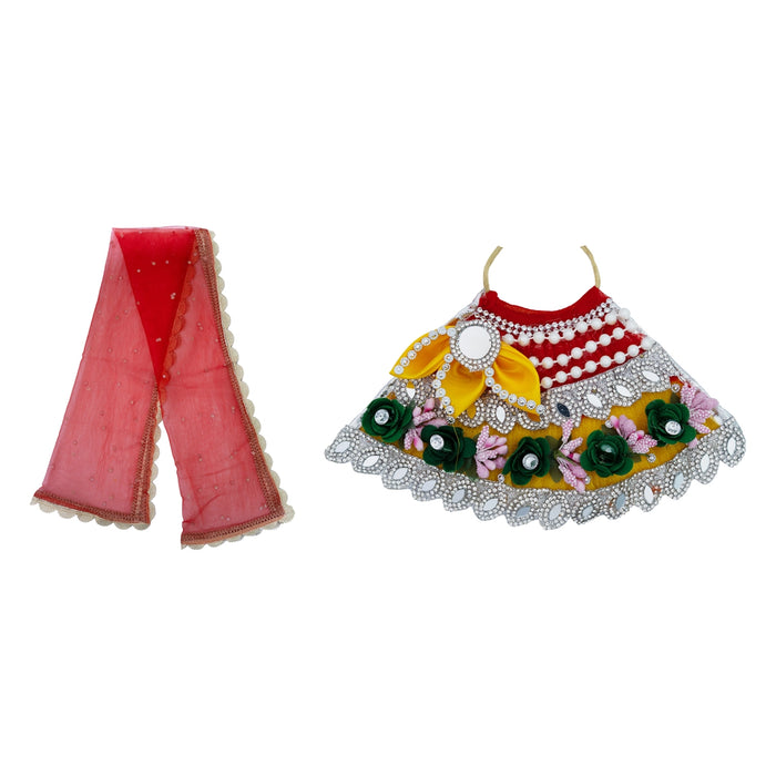 Lehenga Patka - 4 Inches | Devi Dress / Amman Pavadai / Stone Design Mata Poshak/ Devi Vastra for Deity