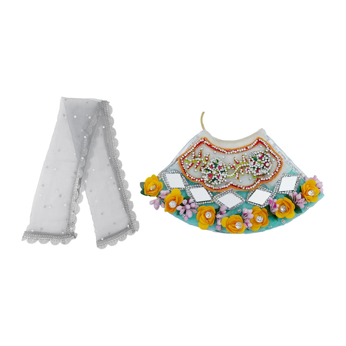 Lehenga Patka - 4 Inches | Devi Dress / Amman Pavadai / Stone Design Mata Poshak/ Devi Vastra for Deity