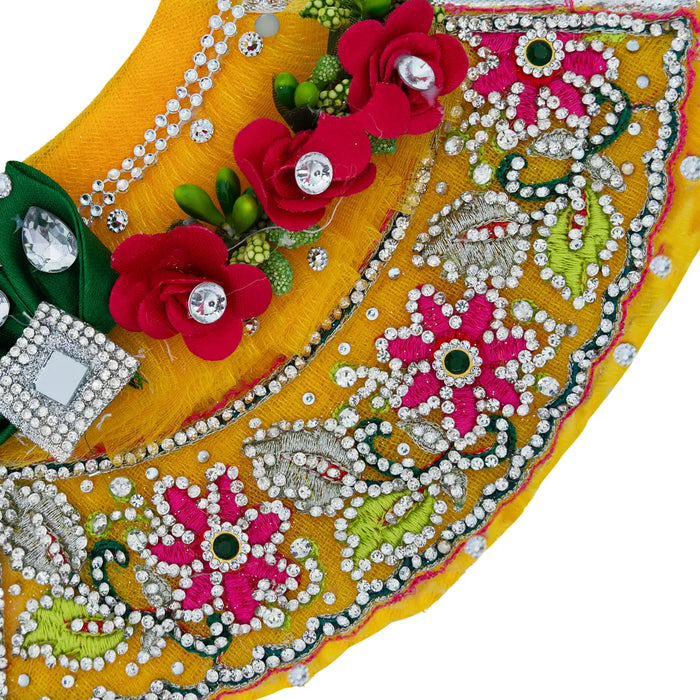 Lehenga Patka - 4 Inches | Devi Dress / Amman Pavadai / Stone Design Mata Poshak/ Devi Vastra for Deity
