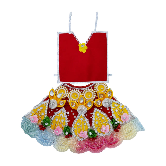 Devi Dress - 7 Inches | Stone Design Lehenga Patka/ Amman Pavadi / Mata Poshak / Devi Vastra For Deity