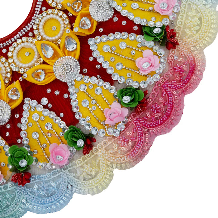 Devi Dress - 7 Inches | Stone Design Lehenga Patka/ Amman Pavadi / Mata Poshak / Devi Vastra For Deity
