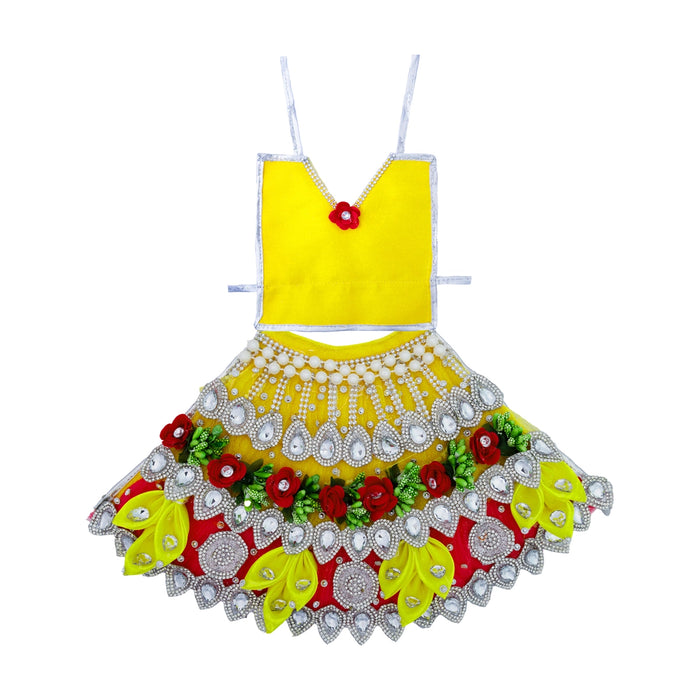 Devi Dress - 7 Inches | Stone Design Lehenga Patka/ Amman Pavadi / Mata Poshak / Devi Vastra For Deity