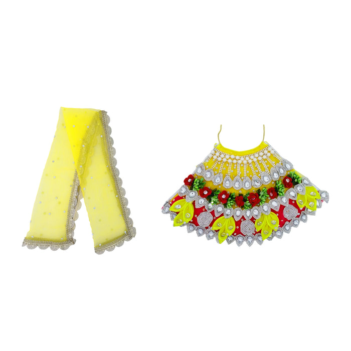 Devi Dress - 7 Inches | Stone Design Lehenga Patka/ Amman Pavadi / Mata Poshak / Devi Vastra For Deity