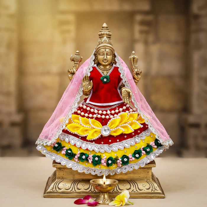 Devi Dress - 7 Inches | Stone Design Lehenga Patka/ Amman Pavadi / Mata Poshak / Devi Vastra For Deity