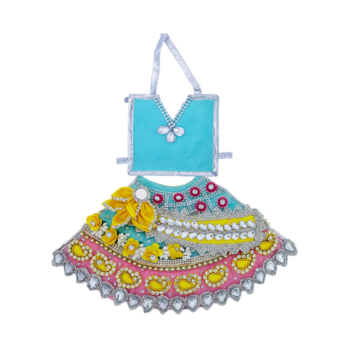 Devi Dress - 7 Inches | Stone Design Lehenga Patka/ Amman Pavadi / Mata Poshak / Devi Vastra For Deity