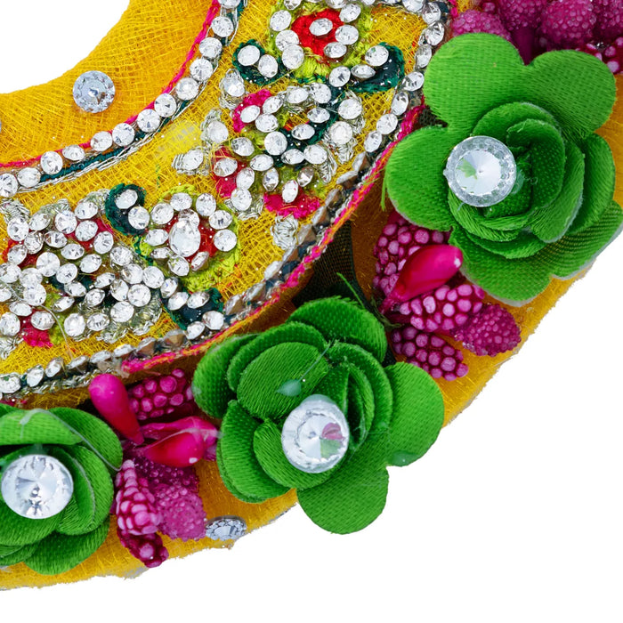 Devi Dress - 2 Inches | Mata Rani Poshak/ Lehenga Patka/ Stone Design Amman Pavadai For Deity Decor