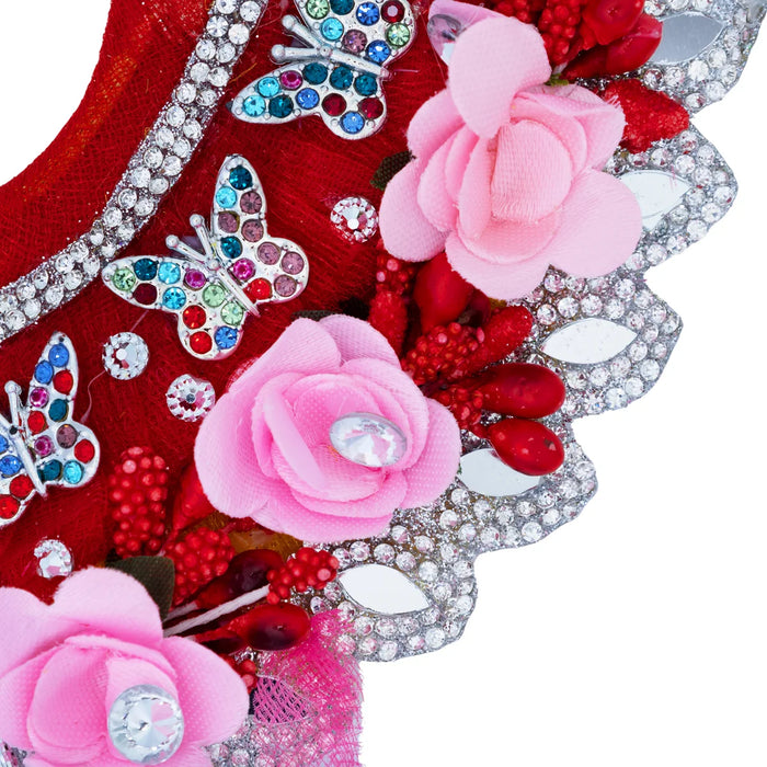 Devi Dress - 2 Inches | Mata Rani Poshak/ Lehenga Patka/ Stone Design Amman Pavadai For Deity Decor