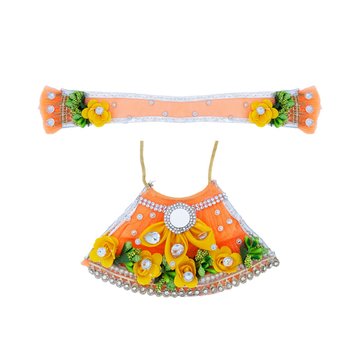 Lehenga Patka - 3 Inches | Mata Rani Poshak / Devi Dress / Flower Design Amman Pavadai For Deity Decor