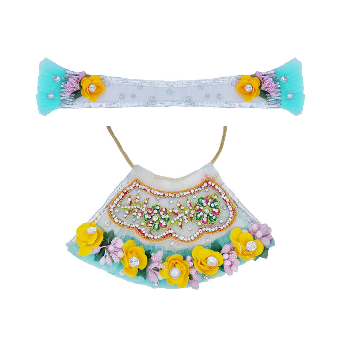 Lehenga Patka - 3 Inches | Mata Rani Poshak / Devi Dress / Flower Design Amman Pavadai For Deity Decor