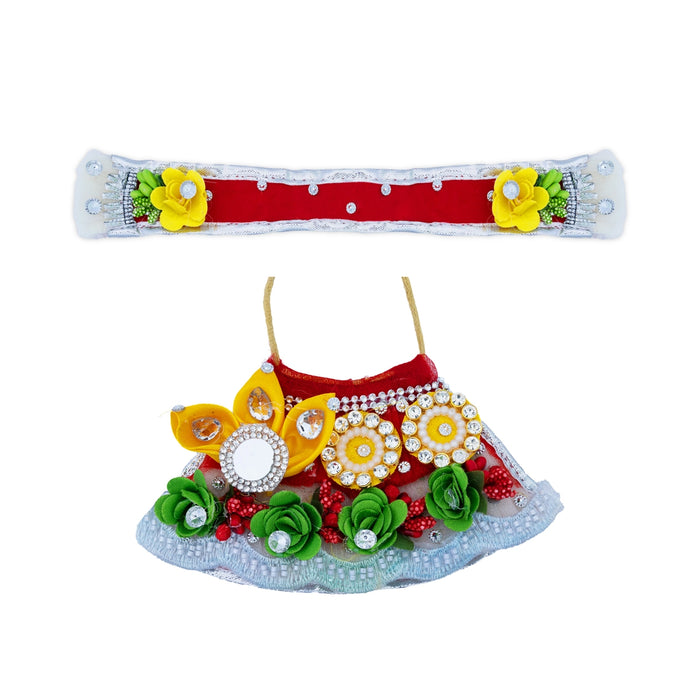 Lehenga Patka - 3 Inches | Mata Rani Poshak / Devi Dress / Flower Design Amman Pavadai For Deity Decor