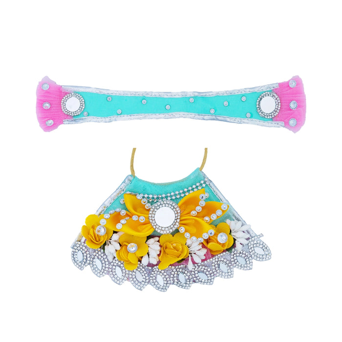 Lehenga Patka - 3 Inches | Mata Rani Poshak / Devi Dress / Flower Design Amman Pavadai For Deity Decor