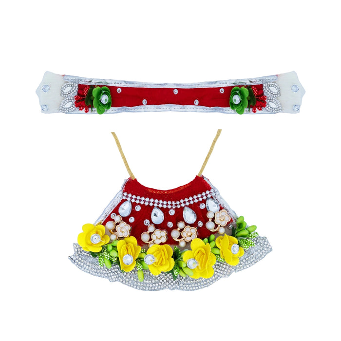 Lehenga Patka - 3 Inches | Mata Rani Poshak / Devi Dress / Flower Design Amman Pavadai For Deity Decor