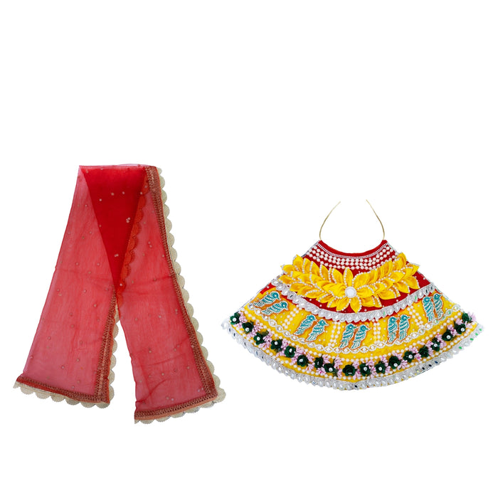 Devi Dress - 12 Inches | Mata Rani Poshak/ Lehenga Patka/ Amman Pavadai For Deity Decor