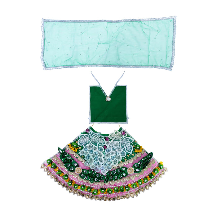 Devi Dress - 12 Inches | Mata Rani Poshak/ Lehenga Patka/ Amman Pavadai For Deity Decor