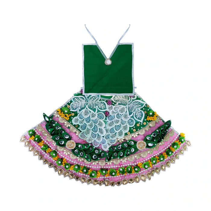 Devi Dress - 12 Inches | Mata Rani Poshak/ Lehenga Patka/ Amman Pavadai For Deity Decor
