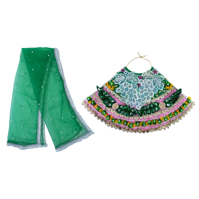 Devi Dress - 12 Inches | Mata Rani Poshak/ Lehenga Patka/ Amman Pavadai For Deity Decor