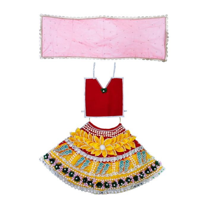 Devi Dress - 12 Inches | Mata Rani Poshak/ Lehenga Patka/ Amman Pavadai For Deity Decor