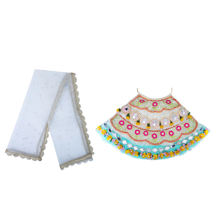 Devi Dress - 12 Inches | Mata Rani Poshak/ Lehenga Patka/ Amman Pavadai For Deity Decor