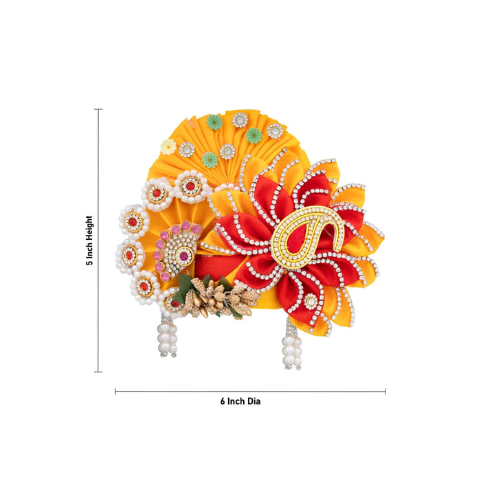 Turban - 5 x 4 Inches | Mukut/ Kiridam/ Kireedam for Deity