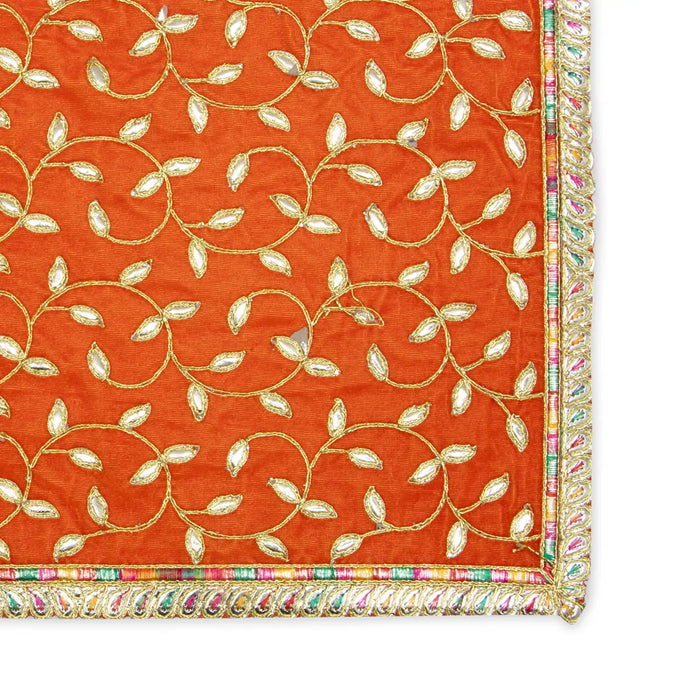 Asan Mat - 13 x 20 Inches | Jari Border Pooja Aasan/ Velvet Aasan Mat for Deity
