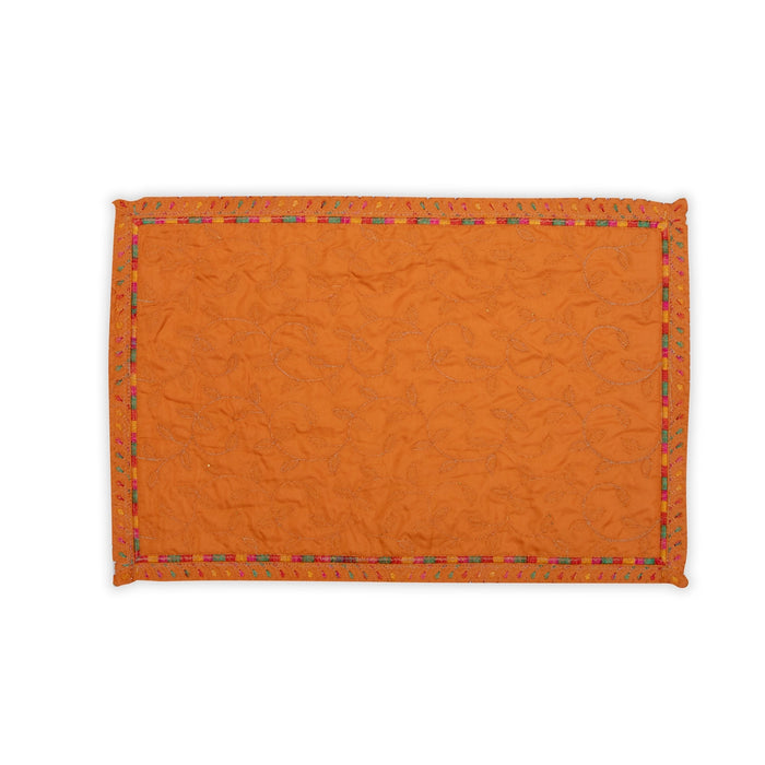 Asan Mat - 13 x 20 Inches | Jari Border Pooja Aasan/ Velvet Aasan Mat for Deity