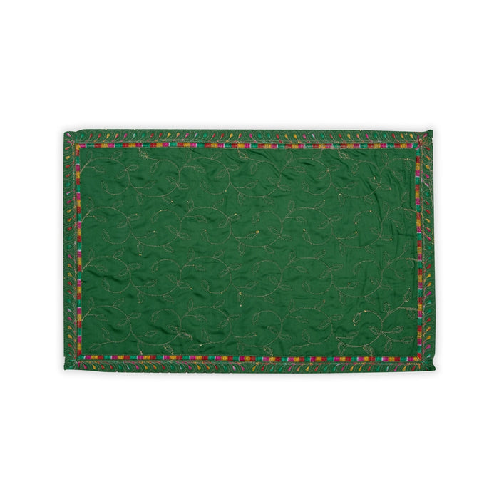 Asan Mat - 13 x 20 Inches | Jari Border Pooja Aasan/ Velvet Aasan Mat for Deity