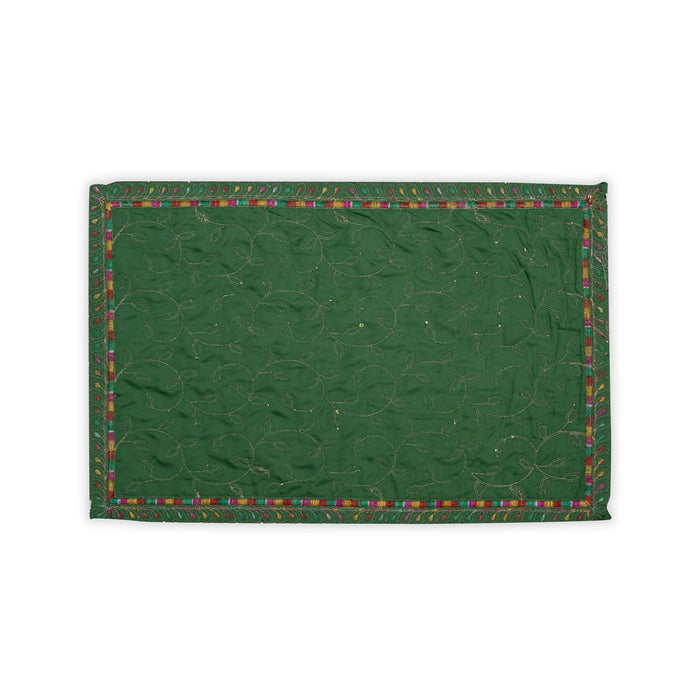 Asan Mat - 13 x 20 Inches | Jari Border Pooja Aasan/ Velvet Aasan Mat for Deity