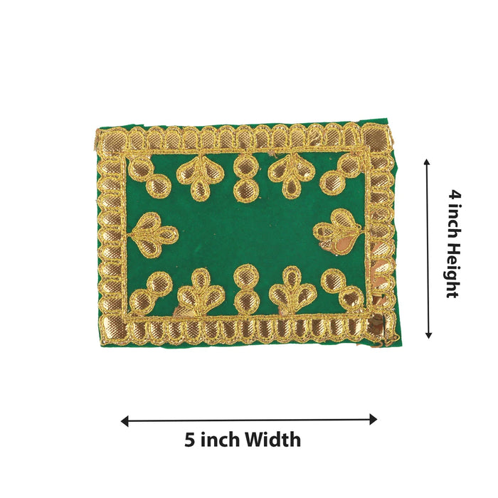 Velvet Aasan with Jari - 4 x 5 Inches | Pooja Asan for Deity