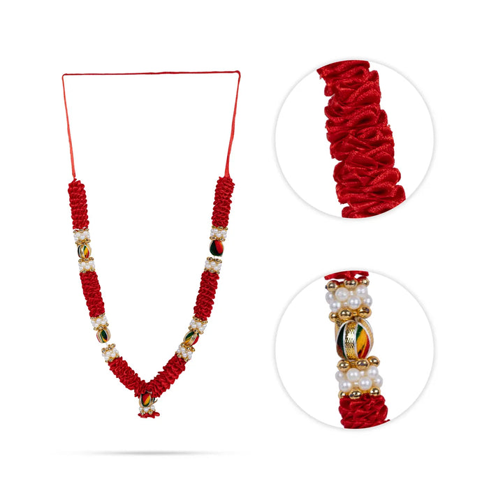Satin Mala - 9 Inch | Artificial Flower Garland/ Satin Mala For God Decoration & Photo Frame