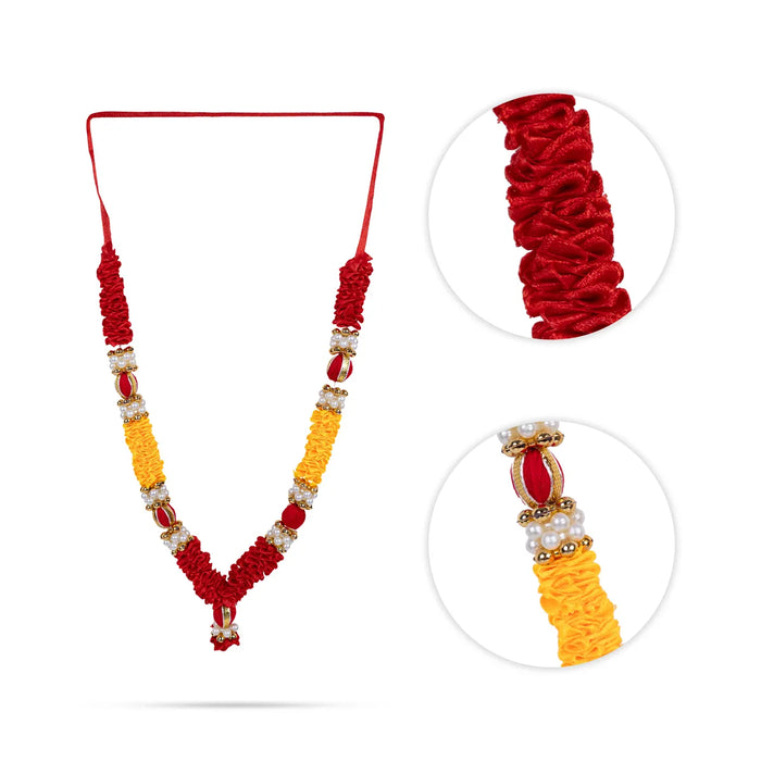 Satin Mala - 9 Inch | Artificial Flower Garland/ Satin Mala For God Decoration & Photo Frame