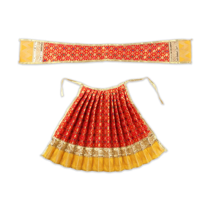 Amman Pavadai - 12 Inches | Jari Border Lehenga Patka/ Amman Dress for Deity