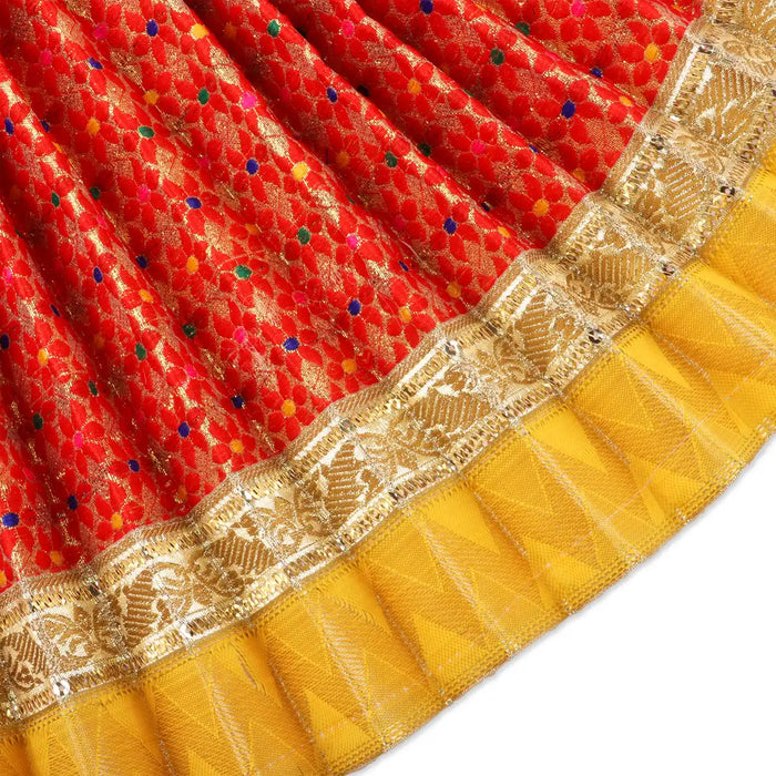 Amman Pavadai - 12 Inches | Jari Border Lehenga Patka/ Amman Dress for Deity